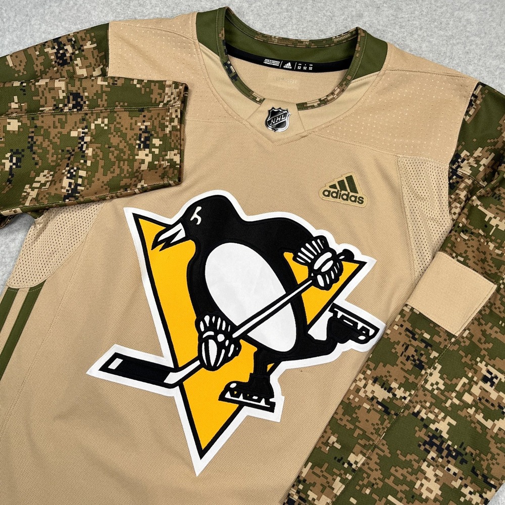 Adidas Pittsburgh Penguins Camo Veterans Day Practice Jersey Mens 52 / L Hockey
